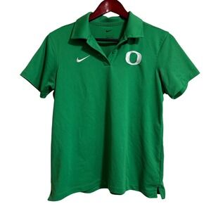 Nike‎ Oregon Ducks Dri-FIT Polo Shirt Womens Medium Green Short Sleeve NCAA Logo